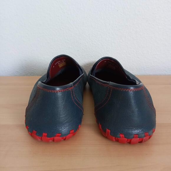 ANDREW Leather Loafers Suction Slip Resistant Sole SZ 43 Blue Red Slip On Shoes - Picture 6 of 12